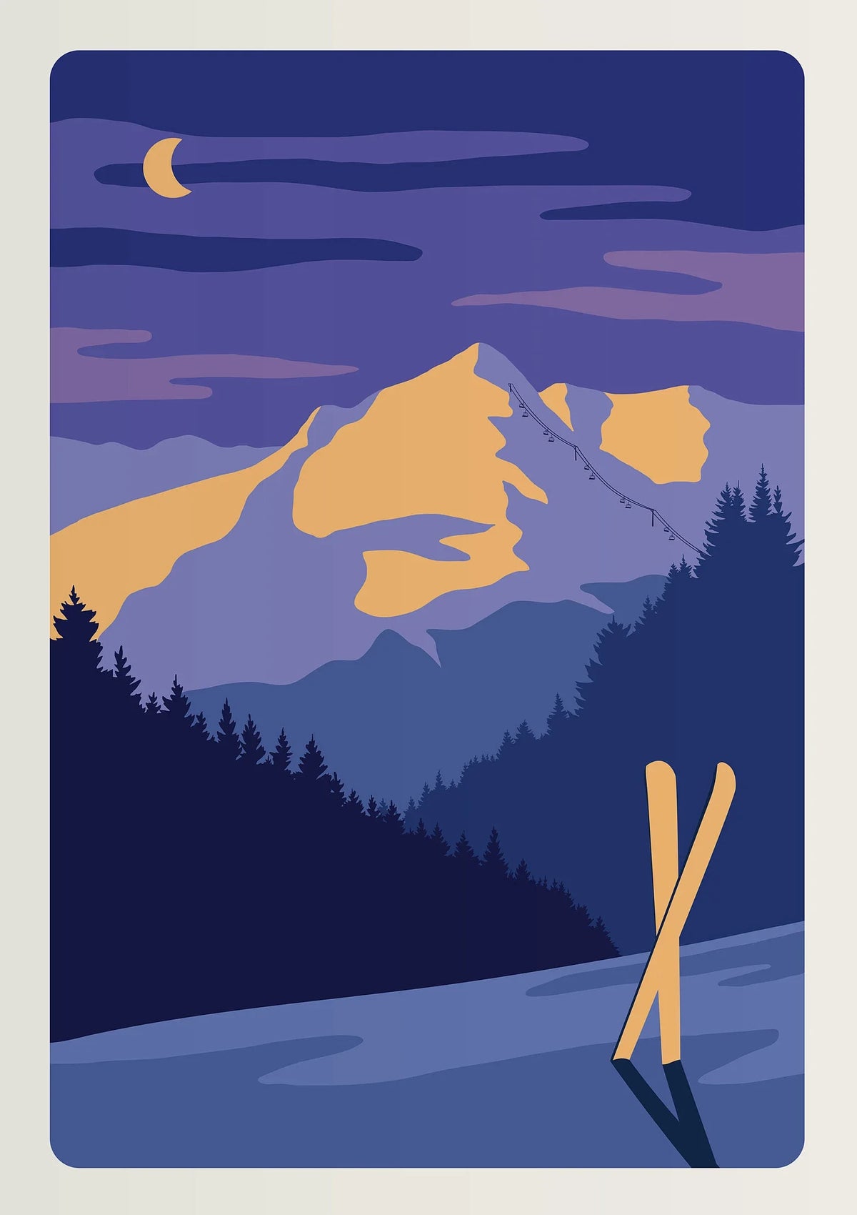 Tableau Montagne Nocturne Minimaliste