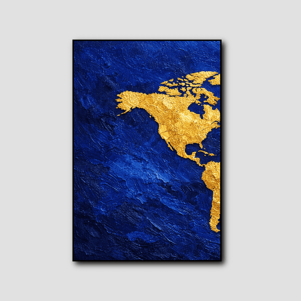 Tableau Carte Du Monde Bleu