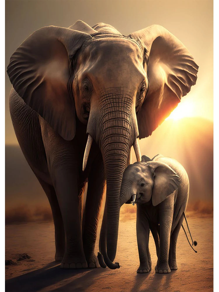 Tableau Maternité Éléphant