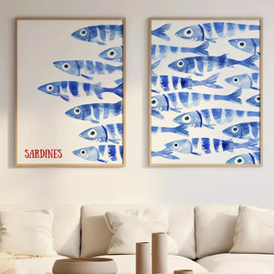 Tableau Sardines Bleues Moderne