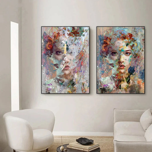 Tableau Abstrait Visage Femme