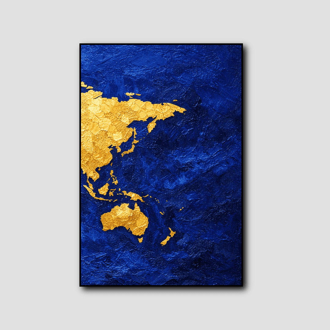 Tableau Carte Du Monde Bleu