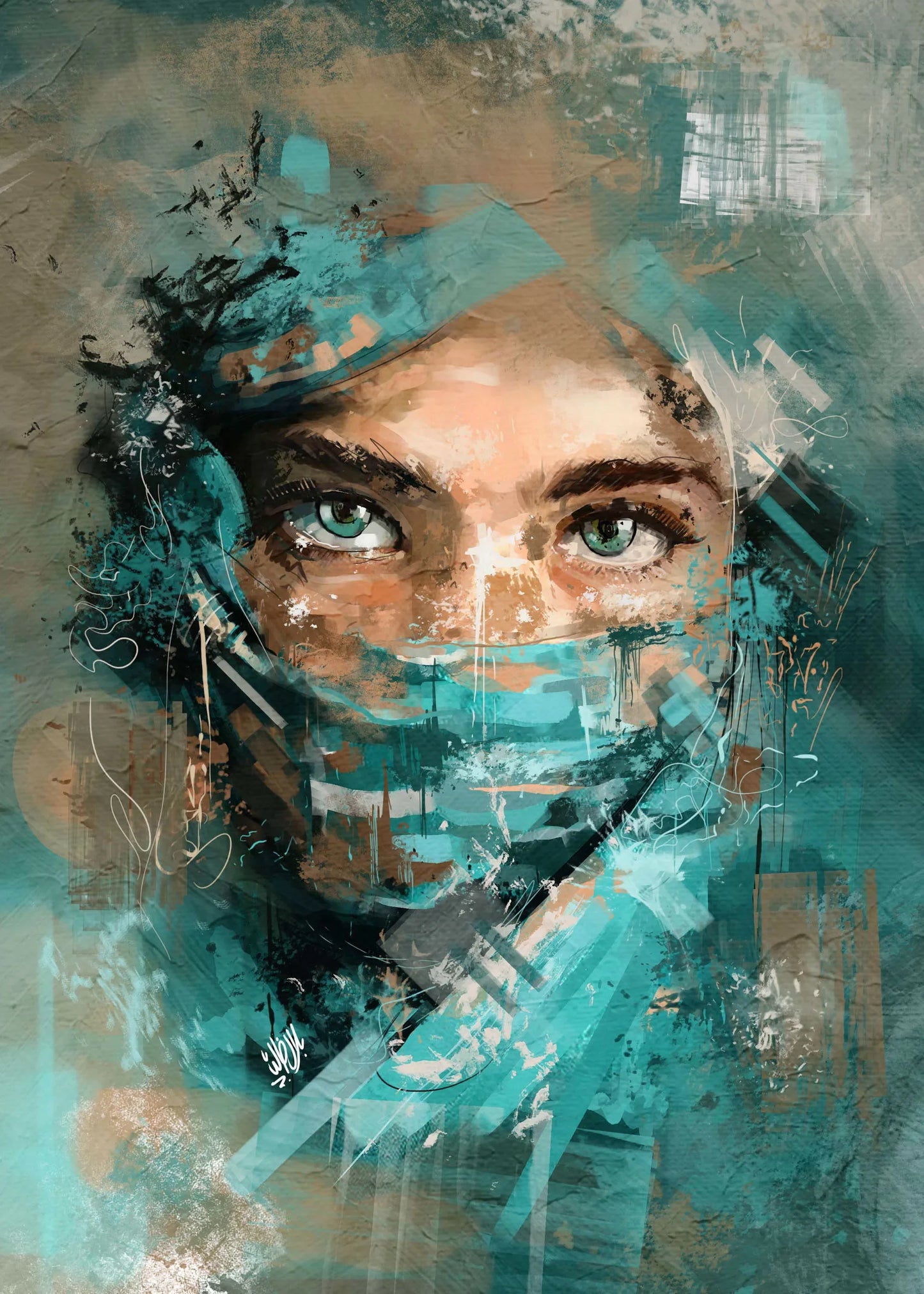 Tableau Expressionniste Portrait Abstrait