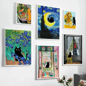 Tableau Van Gogh Chat Noir