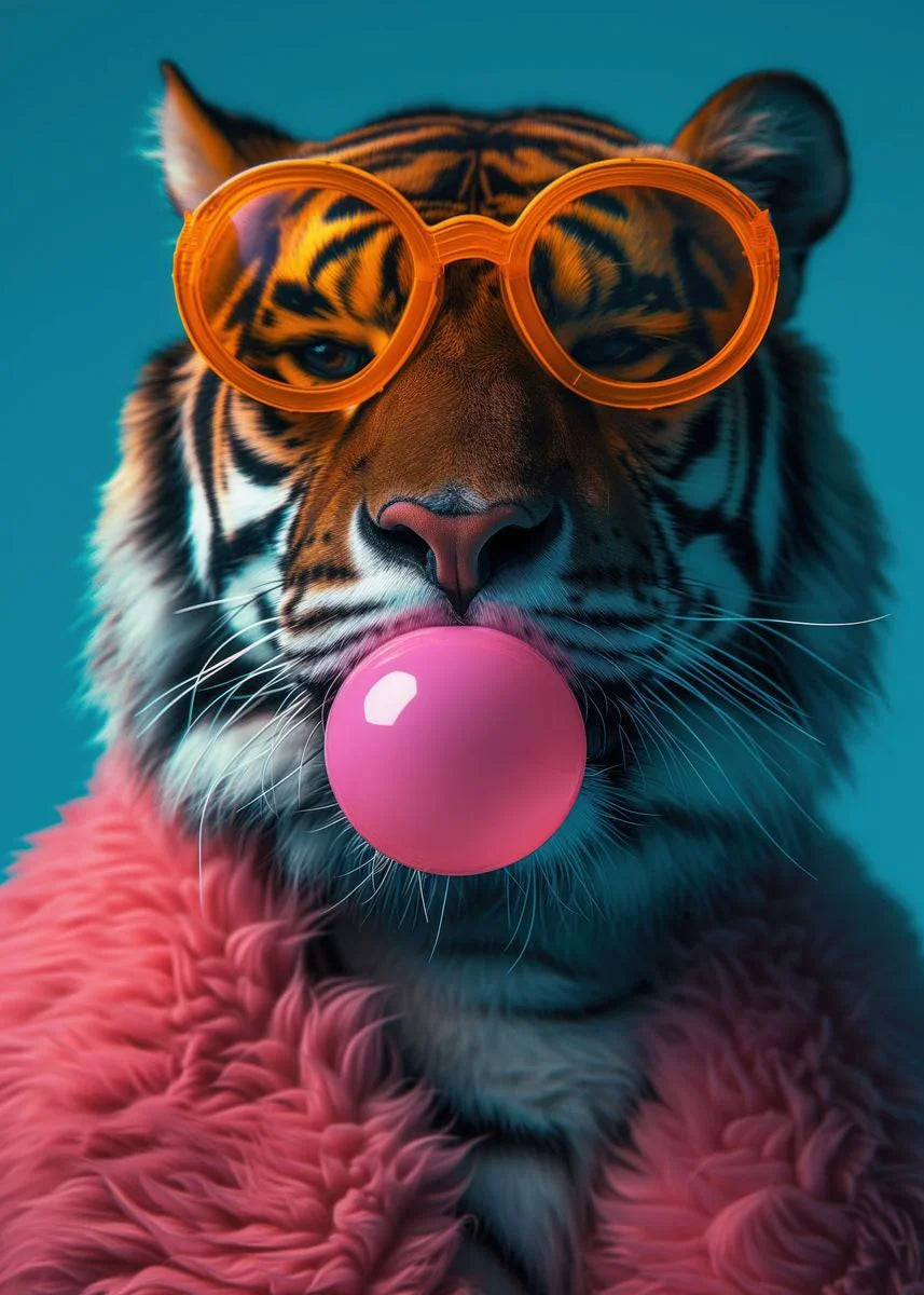 Tableau Tigre Pop Art Rose