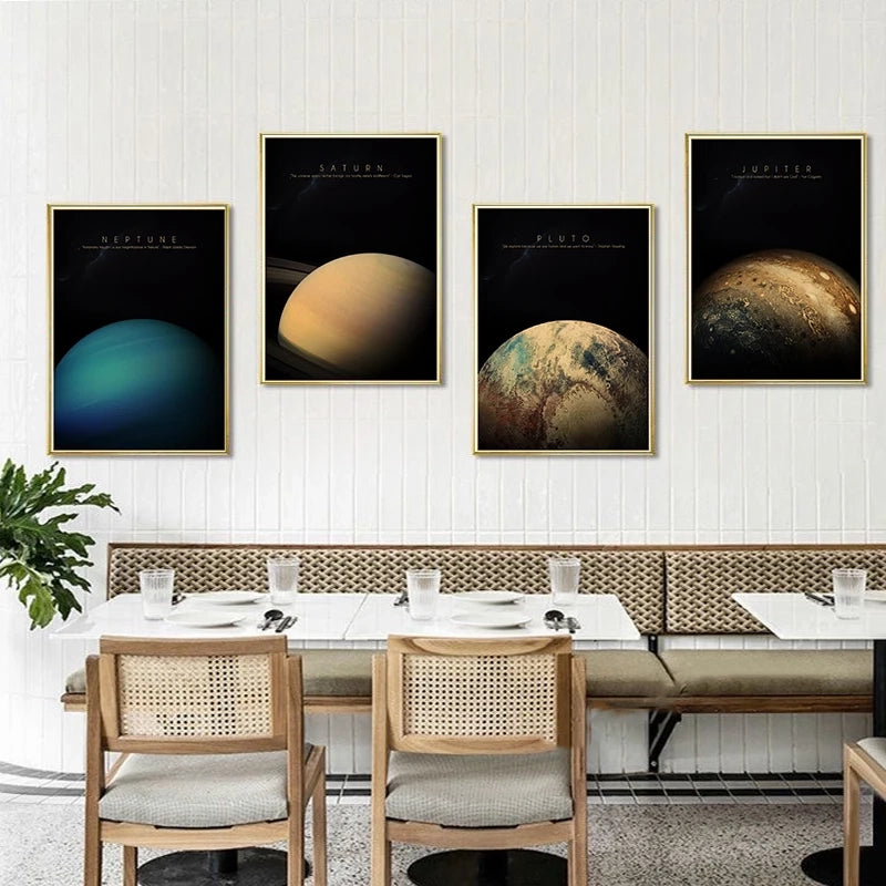 Tableau Planètes Cosmos Minimaliste salon