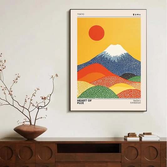 Tableau Mont Fuji Soleil Rouge