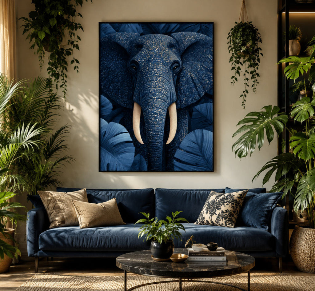 Tableau Éléphant Bleu